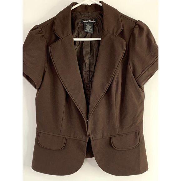Vintage Y2K Stoorb studio peplum blazer jacket top brown size S/M 5871 - Picture 1 of 7